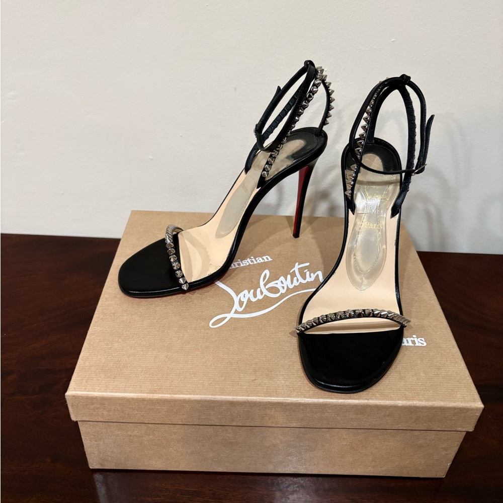 Louboutin So Me  Black Studded Sandals Size 39 1/2